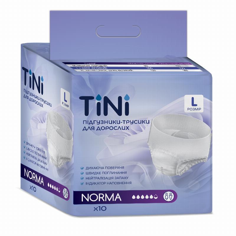 Підгузники-трусики для дорослих TINI NORMA, розмір L, кількість 10 шт/уп